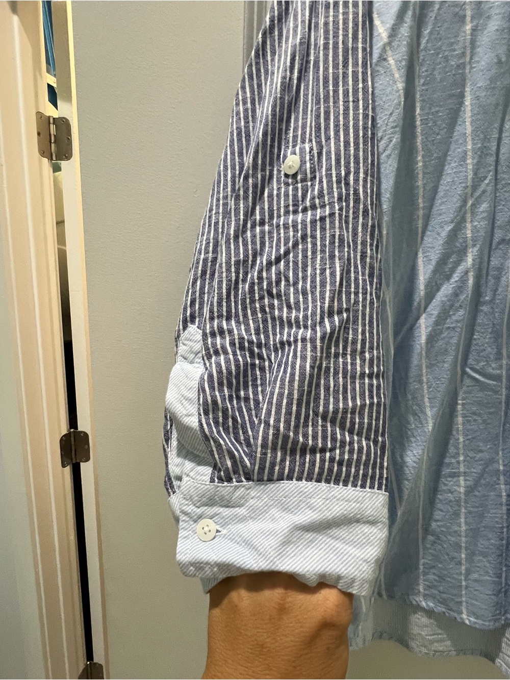 Dash Mixed-Stripe Button-Down Shirt - Light Blue & Navy - Picture 4 of 4